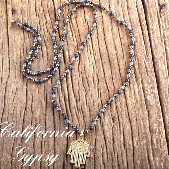Jewelry - Hamsa Hand Pendant Beaded Necklace
